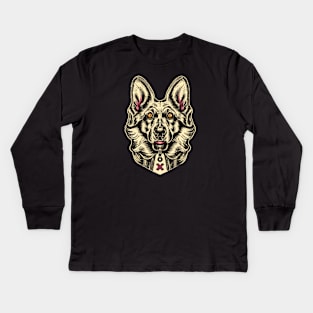 Alsatian Dog Illustration Kids Long Sleeve T-Shirt